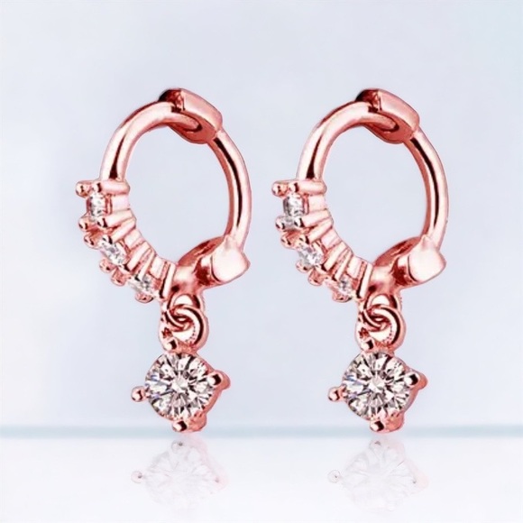 Jewelry - 14k Gold 6mm Helix and Cartilage Diamonds Hoops Sterling Silver